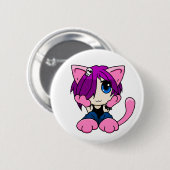 Emo-kattemeisje Ronde Button 5,7 Cm (Voorkant /achterkant)
