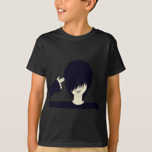 Emo-kind met pistool met vinger t-shirt