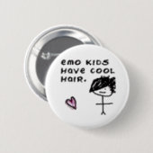 Emo-kinderen hebben een cool haar ronde button 5,7 cm (Voorkant /achterkant)