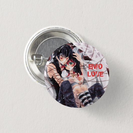 Emo-liefde Ronde Button 3,2 Cm (Voorkant /achterkant)