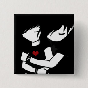 emo-liefde vierkante button 5,1 cm