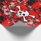 Emo Love Heart Skull Wrapping Paper Cadeaupapier (Hoek)