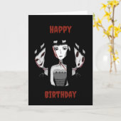 Emo Meisje Handgetekende Verjaardag Kaart (Gele Bloem)