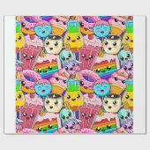 emo-meisje-kawaii-naadloos-patroon cadeaupapier (Vlak)