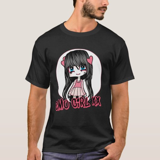 Emo Meisje Leuke Scène Esthetische Punk Muziek Fan T-shirt (Voorkant)