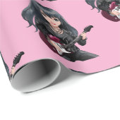Emo meisje met lang zwart haar cadeaupapier (Rol Hoek)