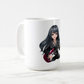 Emo meisje met lang zwart haar koffiemok (Voorkant links)