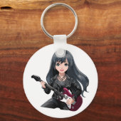 Emo meisje met lang zwart haar sleutelhanger (Achterkant)