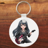 Emo meisje met lang zwart haar sleutelhanger (Voorkant)