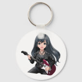 Emo meisje met lang zwart haar sleutelhanger (Achterkant)