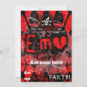 emo meisje party uitnodigen kaart (Voorkant)