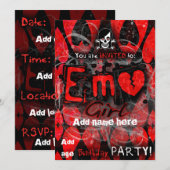 emo meisje party uitnodigen kaart (Voorkant / Achterkant)