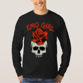 Emo Meisje Roze Schedel Met Roos Emo Gothic Emotio T-shirt (Voorkant)
