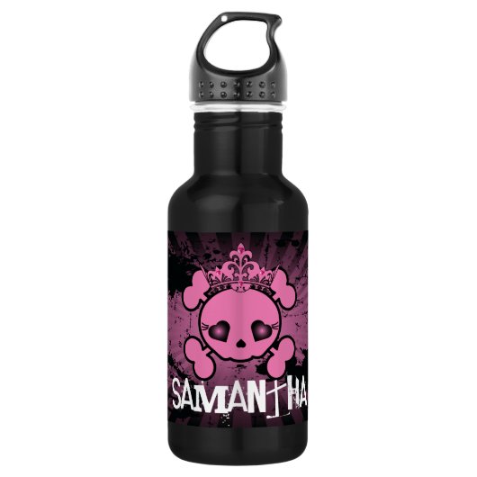 EMO Pink Skull Crossbones 32.oz. Waterfles (Voorkant)