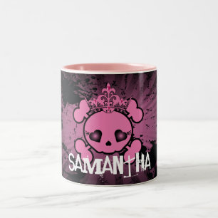 EMO Pink Skull Crossbones Girly Coffee Mok Cup