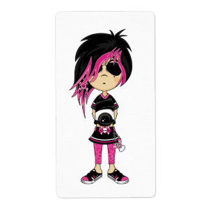 Emo Punk Girl Sticker Label