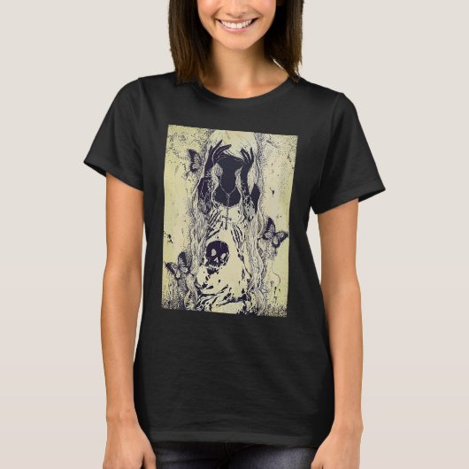 Emo punk graphic  womens summer graphic skull butt t-shirt (Voorkant)
