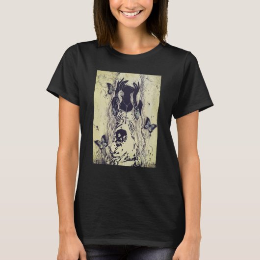 Emo punk graphic womens summer graphic skull butte t-shirt (Voorkant)