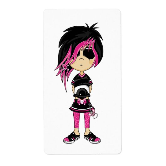 EMO Punk Meisje Sticker Label (Voorkant)