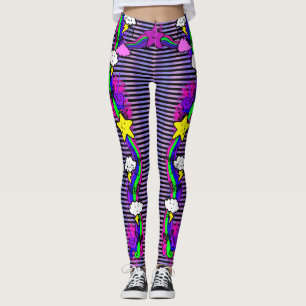 Emo Rainbow Crying Cloud Striped Leggings