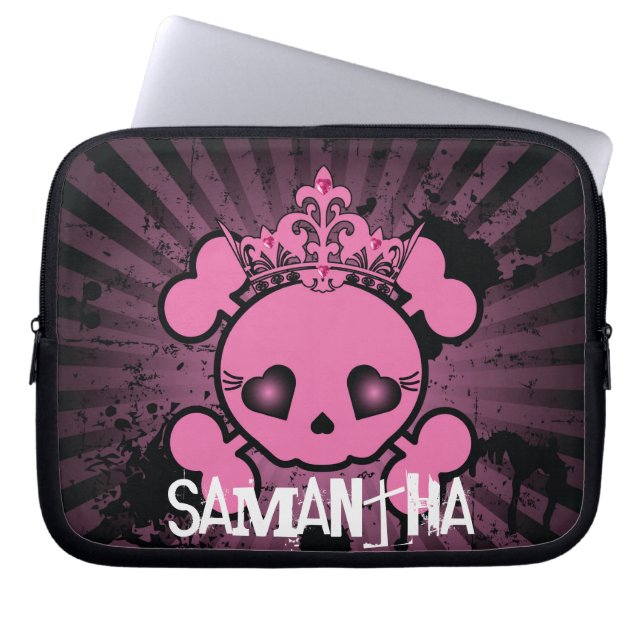 EMO Roze beenderen met de romp beschermende Hoesje Laptop Sleeve (Voorkant)