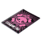 EMO Roze Crossbones Girly Spiral notebook Notitieboek (Linkerzijde)