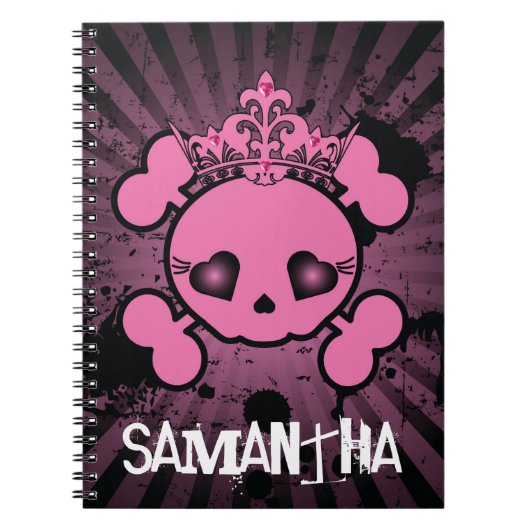EMO Roze Crossbones Girly Spiral notebook Notitieboek (Voorkant)