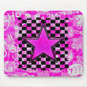 Emo Roze Graffiti Star Checkers Muismat