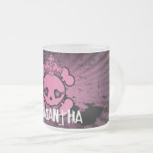 EMO Roze Schedel Girly Frosted Glass Coffee Mok Cu (Voorkant rechts)