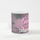 EMO Roze Schedel Girly Frosted Glass Coffee Mok Cu (Voorkant links)