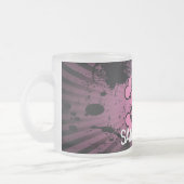 EMO Roze Schedel Girly Frosted Glass Coffee Mok Cu (Links)