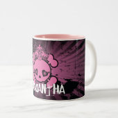 EMO Roze Schedel Kruisbeenderen Girly Koffie Mok C (Voorkant rechts)