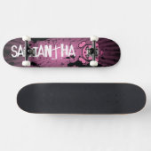 EMO Roze Skull Crossbones Old School Skateboard (Horizontaal)