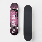 EMO Roze Skull Crossbones Old School Skateboard (Voorkant)