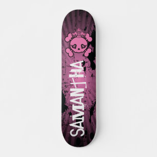 EMO Roze Skull Crossbones Old School Skateboard