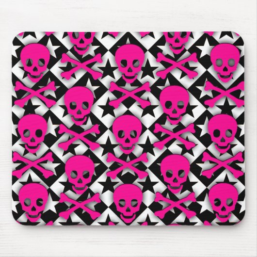 Emo Roze Skulls & Stars Muismat (Voorkant)