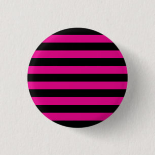 Emo roze & zwarte strepen ronde button 3,2 cm