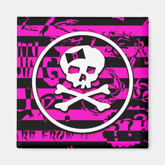 Emo Scene Skull & Botten Magnet (Voorkant)