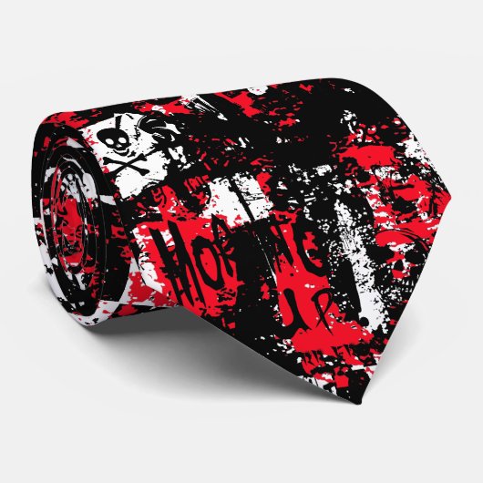 Emo Skulls & Paint Stropdas (Opgerold)