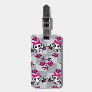 Emo Skulls Pattern Bagagelabel