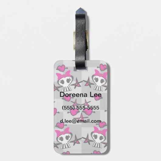 Emo Skulls Pattern Bagagelabel (Achterkant verticaal)