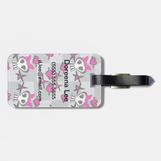 Emo Skulls Pattern Bagagelabel (Achterkant horizontaal)