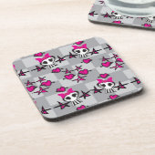 Emo Skulls Pattern Bier Onderzetter (Linkerzijde)