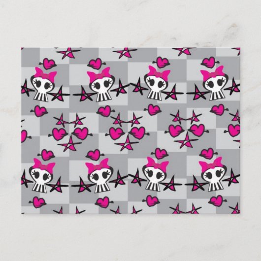 Emo Skulls Pattern Briefkaart (Voorkant)