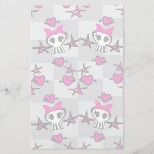 Emo Skulls Pattern Briefpapier (Voorkant)