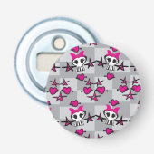 Emo Skulls Pattern Button Flesopener (Voorkant)