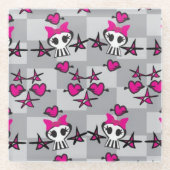 Emo Skulls Pattern Glazen Onderzetter (Voorkant)