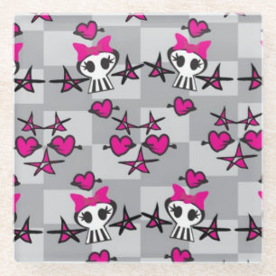 Emo Skulls Pattern Glazen Onderzetter
