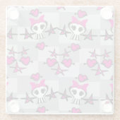 Emo Skulls Pattern Glazen Onderzetter (Achterkant)