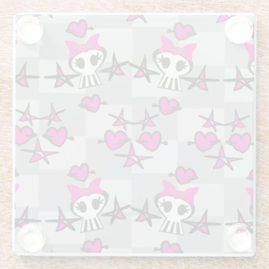 Emo Skulls Pattern Glazen Onderzetter (Achterkant)